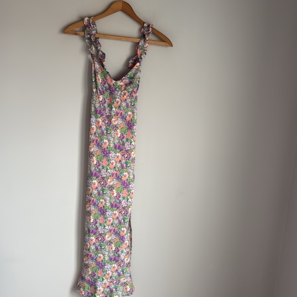 Astr The Label Floral Cross Back Ruffle Strap Midi Dress XS - Picture 8 of 11
